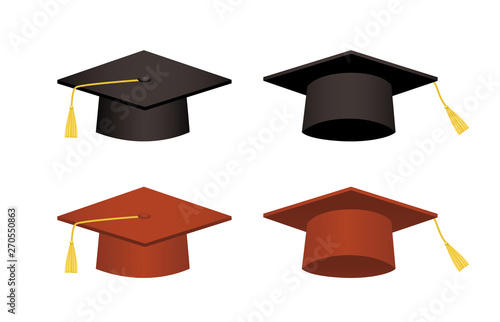 brown/ black graduation cap isolated on white background, education concept, can be used for topics like university, graduation, studying