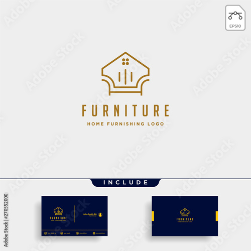 furniture logo design with gold color vector icon illustration icon isolated