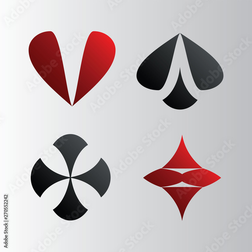 Playing card suits.Four card suits.Suit of playing cards.Emblem