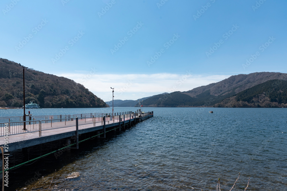 View of Ashi lake in Japan