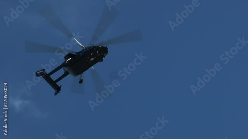 Russian ka-226 Kamov flying against the blue sky. Helicopter with two rotors