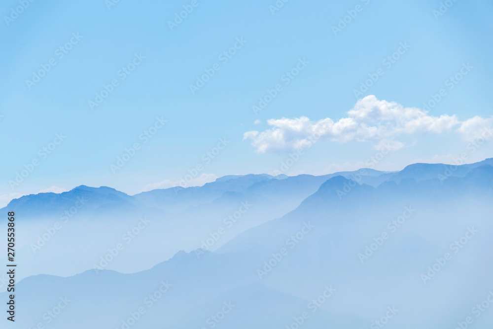 Abstract cascade mountain chains silhouette landscape nackground in a light blue mist sky in morning Andes Abstract cascade mountain chains silhouette landscape nackground in a light blue mist sky in morning Andes