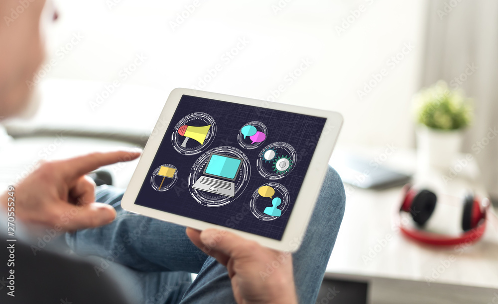 Digital marketing concept on a tablet