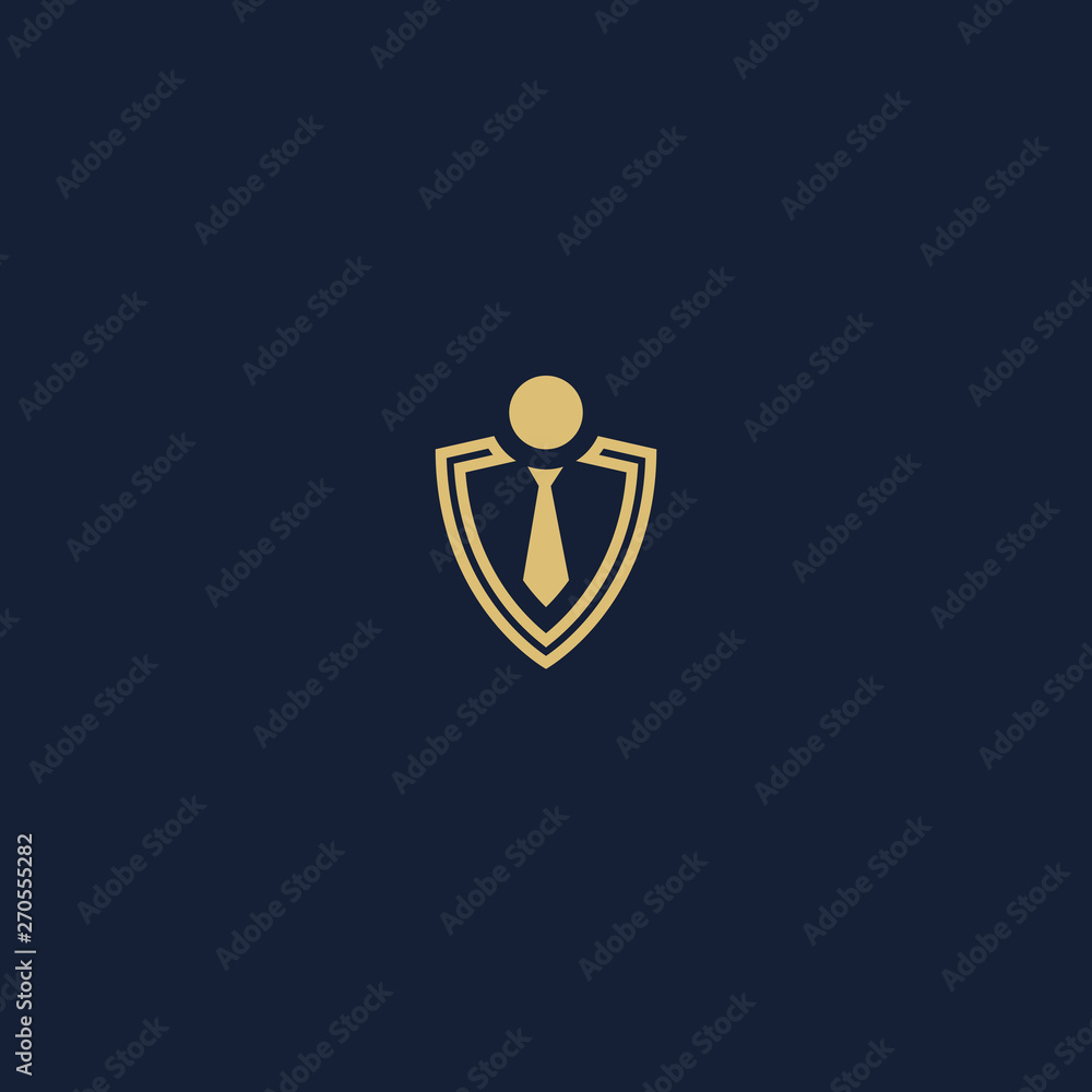 Heraldic symbols of shield and businessman with a tie - logo - protection at work Heraldic symbols of shield and businessman with a tie - logo - protection at work