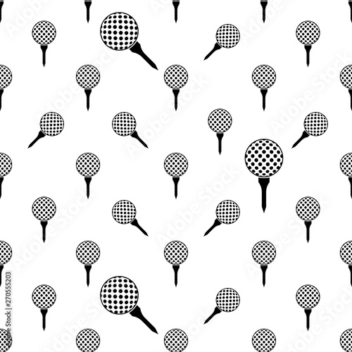 Golf Ball On Tee Icon Seamless Pattern