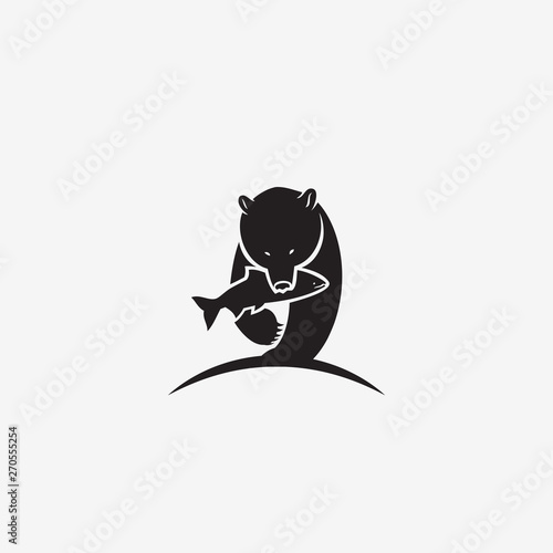 Bear with caught fish - vector illustration - Vector