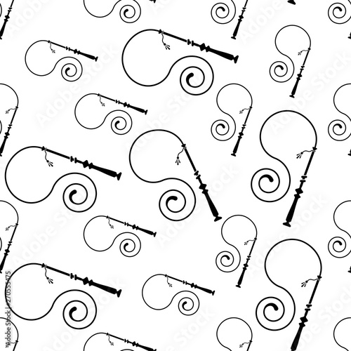 Whip Icon Seamless Pattern, Riding Whip Icon