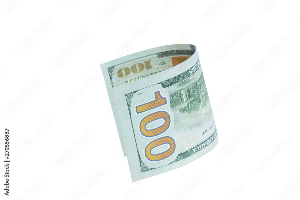dollars, banknotes on white background. Top view. dollars, banknotes on white background. Top view.