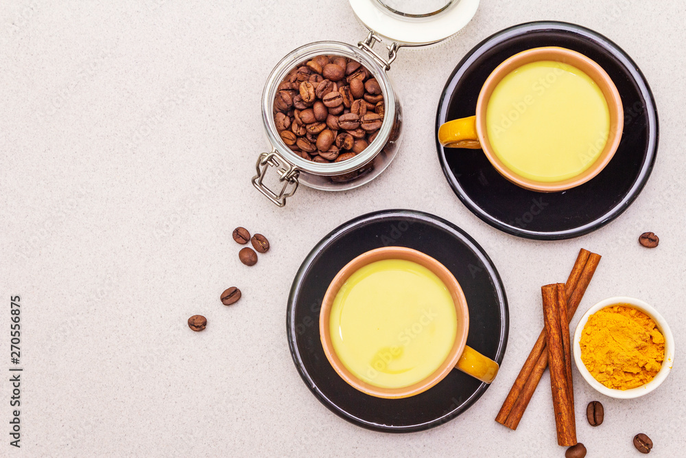 Golden turmeric cinnamon coffee latte