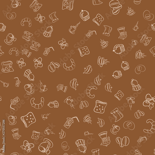 Coffee seamless vector pattern for Cup mug  restaurant or cafe menu design. 