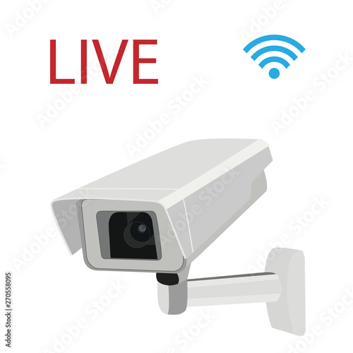 CCTV security surveillance camera and Wi-Fi symbol