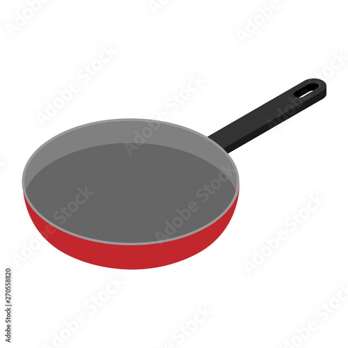 Fry pan isometric view isolated on white background