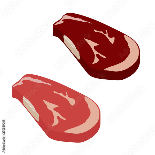 Fresh raw and fried, grilled meat, beef steak