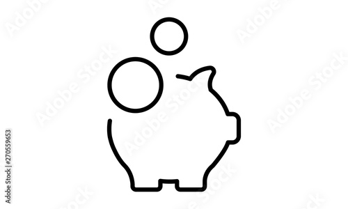 Piggy Bank. Fully scalable vector icon in outline style. - Vector 