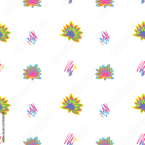 Abstract surreal fire in painting art. Hand drawn colorful tropical background with psychedelic theme on white background