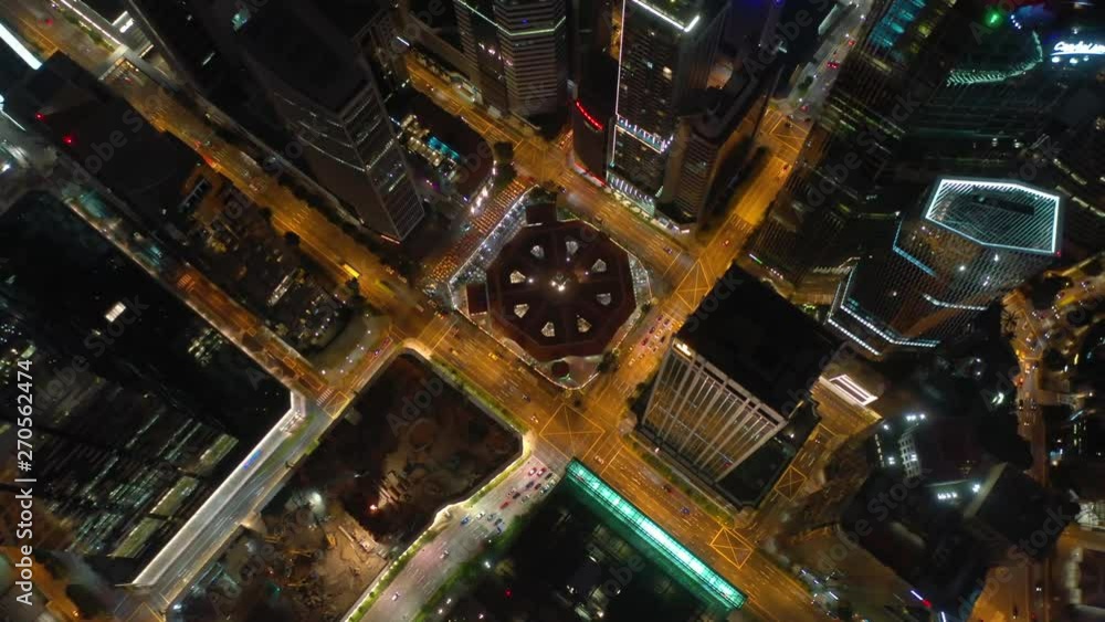 singapore city downtown streets night time illuminated aerial topdown panorama 4k singapore city downtown streets night time illuminated aerial topdown panorama 4k