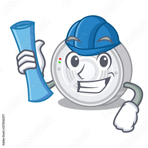 Architect smoke detector isolated with the mascot