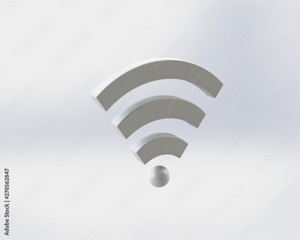 D Rendering Metal Wifi Wireless Network Symbol isolated on white background - Illustration D Rendering Metal Wifi Wireless Network Symbol isolated on white background - Illustration