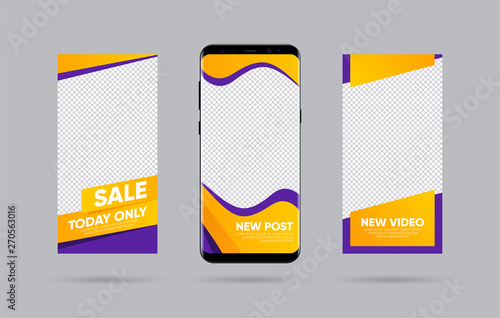 Creative stories set. Template for social media. Story template theme. Editable story cover design for photos, sales, new post and proposal. Vector illustration