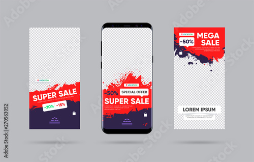 Creative stories set. Template for social media. Story template theme. Editable story cover design for photos, sales, new post and proposal. Vector illustration