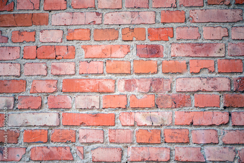 brick wall of red color, wide masonry
