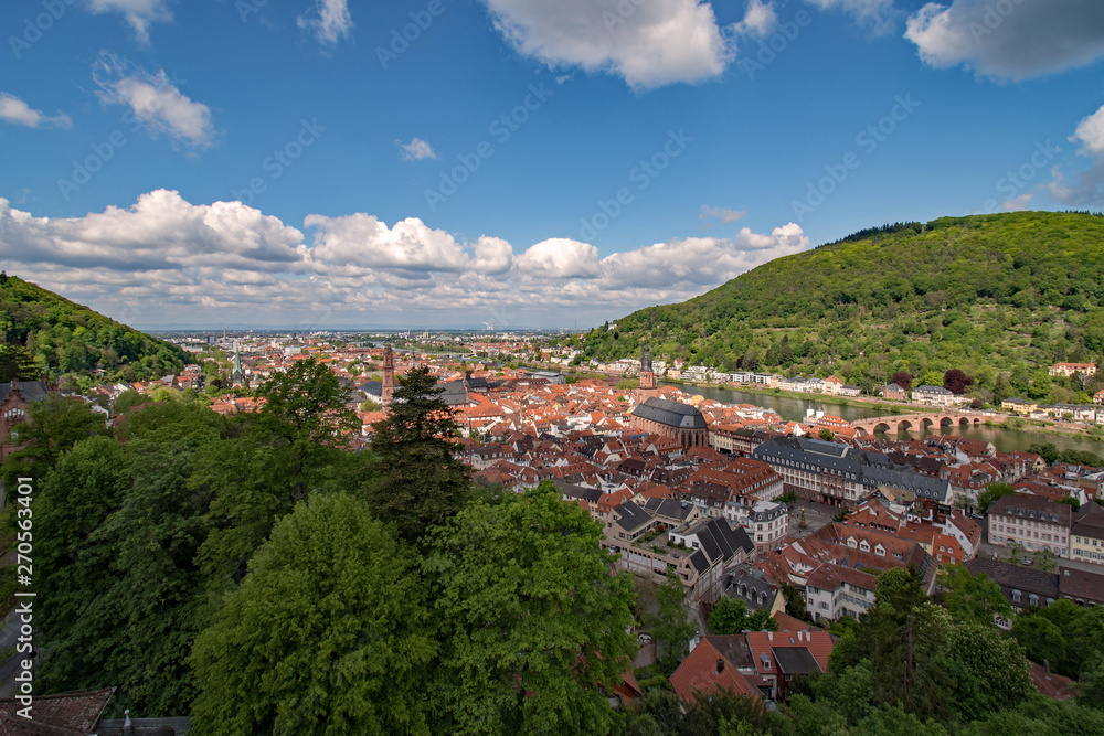 Blick über Heidelberg am Neckar in Baden-Württemberg, Deutschland 