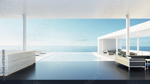 Reception desk of resort & hotel / 3D rendering
