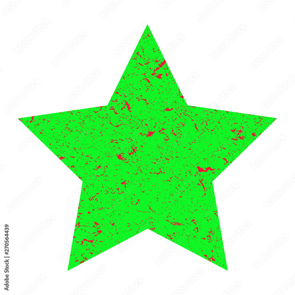 Grunge star. Green star with texture on an isolated white background. Illustration. Grunge star. Green star with texture on an isolated white background. Illustration.