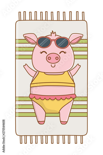 cute animal enjoying summer time cartoon