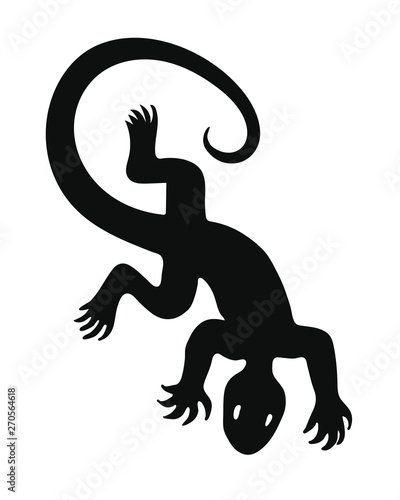 Hand drawn black lizard tattoo pattern in maori or tribal style on white background. Black isolated decorative backdrop vector illustration