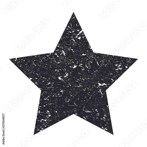 Grunge star. Black star with texture on an isolated white background.  Illustration. © Vero