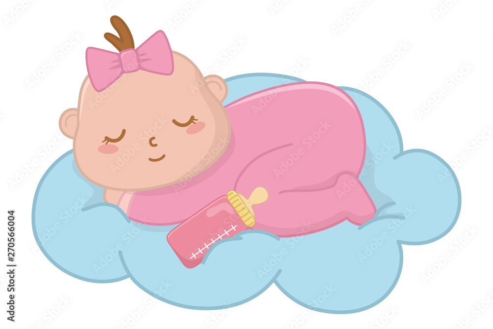 baby sleeping on a cloud vector illustration