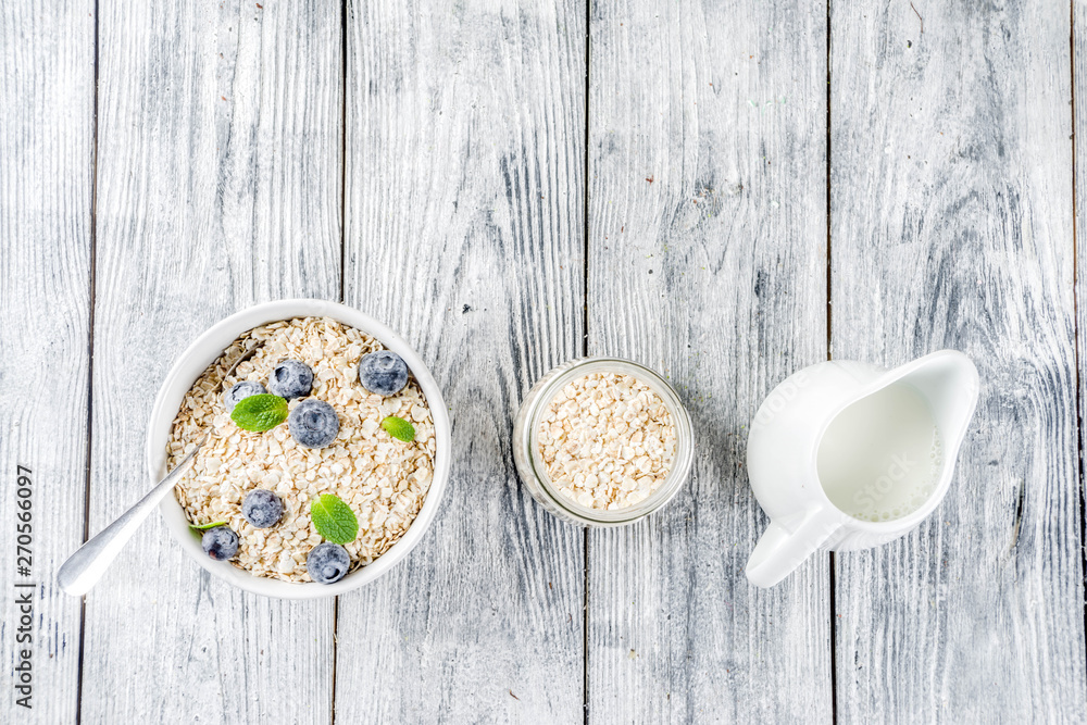 Healthy cereal and milk breakfast concept Healthy cereal and milk breakfast concept