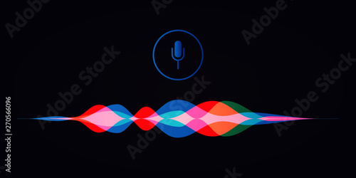 Personal assistant and voice recognition concept gradient logo. Vector illustration of soundwave intelligent technologies. 