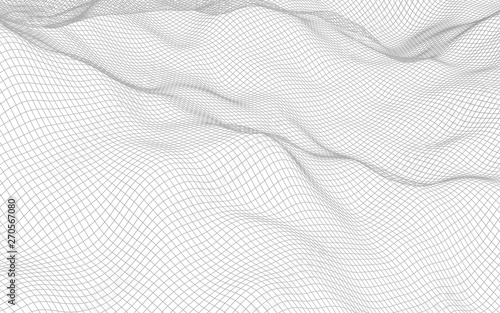 Wallpaper Mural Abstract landscape on a white background. Cyberspace grid. hi tech network. 3d illustration Torontodigital.ca