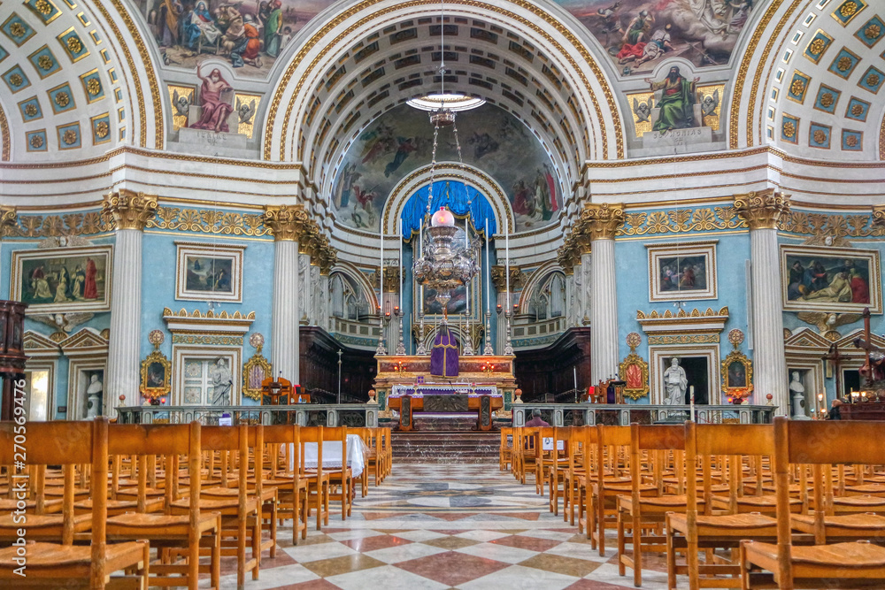 Interior of Mosta Dome or Church of the Assumption of Our Lady, Malta