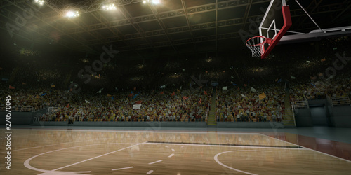 Professional basketball arena. Tribunes with sport fans. 3D illustration © Alex