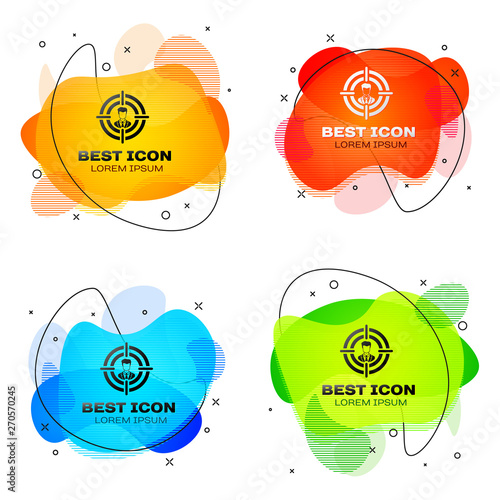 Black Head hunting concept icon isolated. Business target or Employment sign. Human resource and recruitment for business. Set of liquid color abstract geometric shapes. Vector Illustration