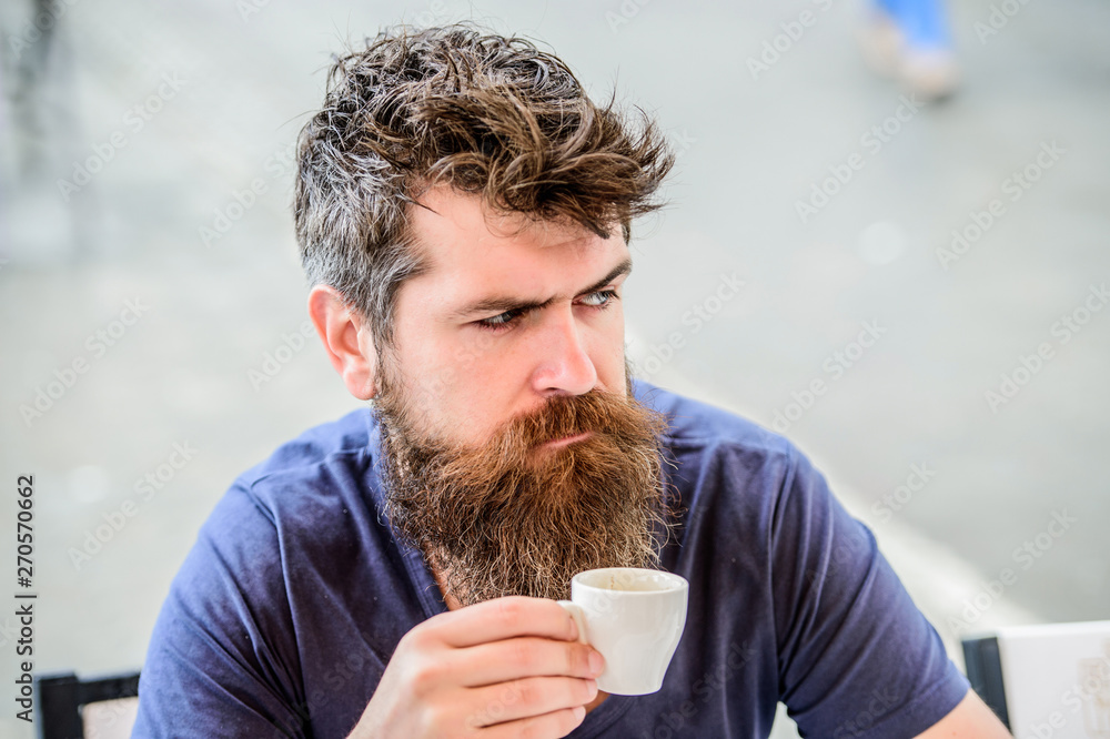 Bearded man in cafe. Mature hipster with beard hair drinking coffee. morning breakfast. brutal male needs morning refreshment. drink espresso coffee. Fresh coffee to continue the adventure Bearded man in cafe. Mature hipster with beard hair drinking coffee. morning breakfast. brutal male needs morning refreshment. drink espresso coffee. Fresh coffee to continue the adventure