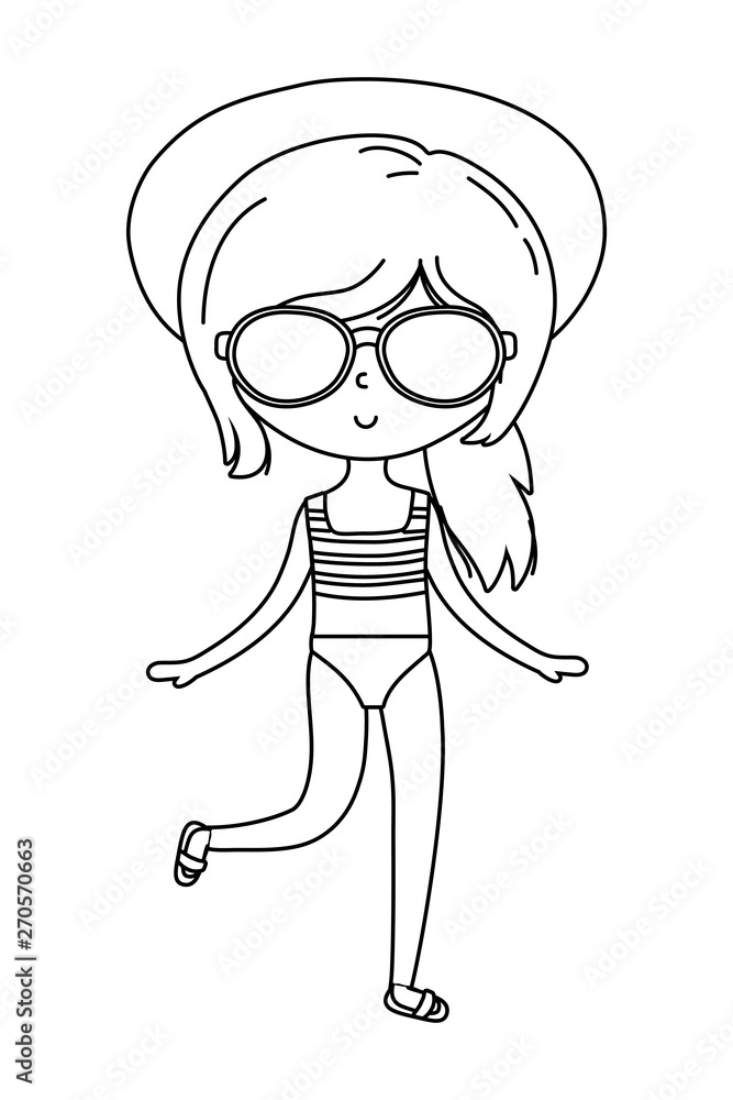 summer and kids cartoon in black and white summer and kids cartoon in black and white