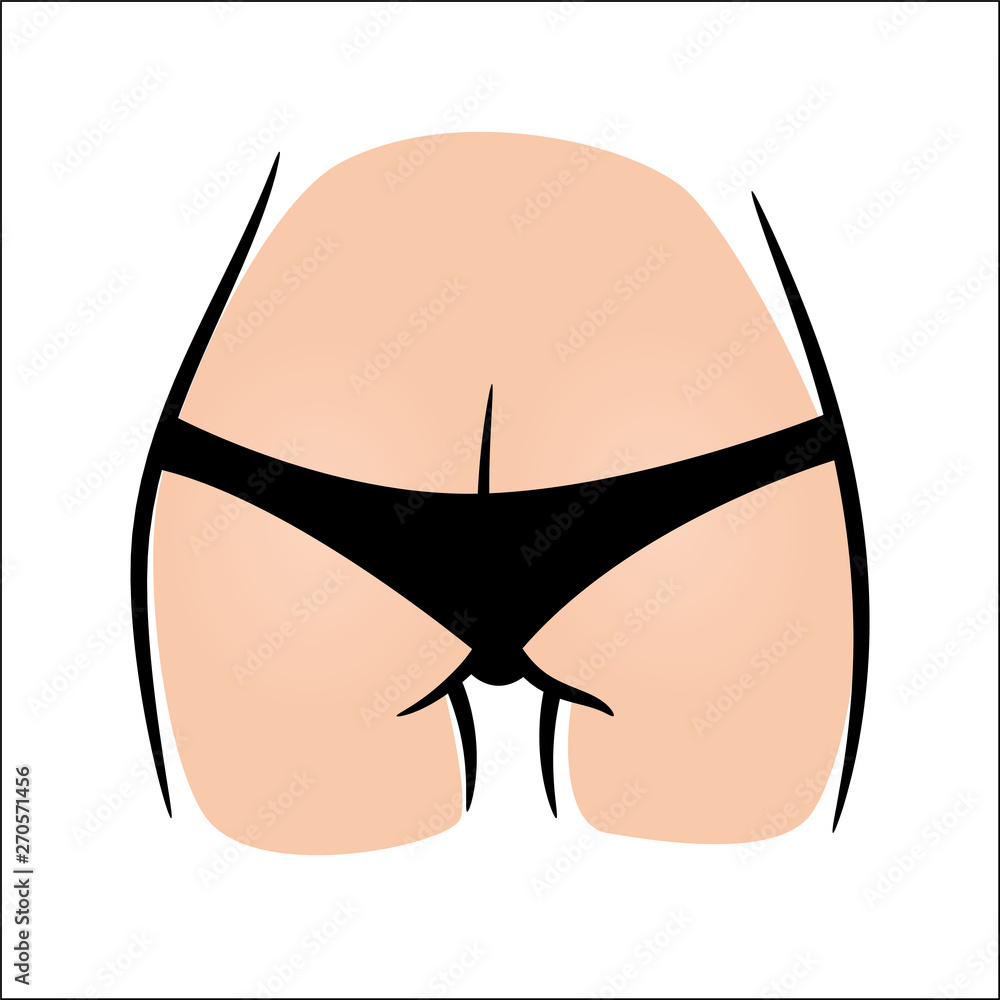 Vector female ass with panties. Isolated on white background Vector female ass with panties. Isolated on white background