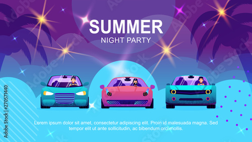 Text Cartoon Banner Promoting Summer Auto Party
