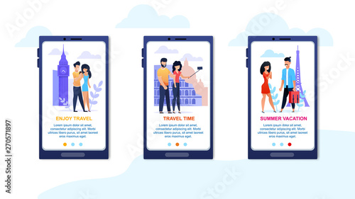 Enjoy Travel in Summer Mobile Landing Page Set