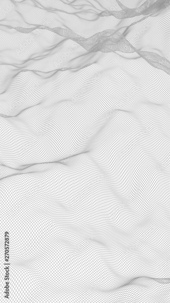 Abstract landscape on a white background. Cyberspace grid. hi tech network. 3d illustration Abstract landscape on a white background. Cyberspace grid. hi tech network. 3d illustration