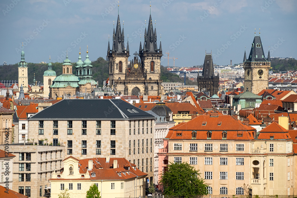 Church spires and towers in Prague