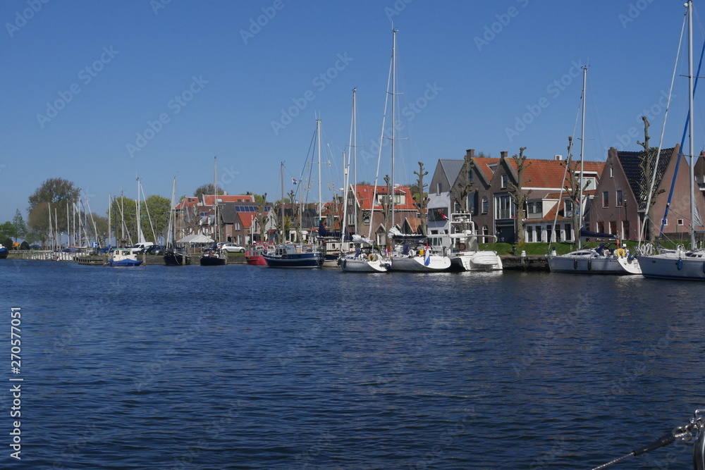 Small harbor in dutch town
