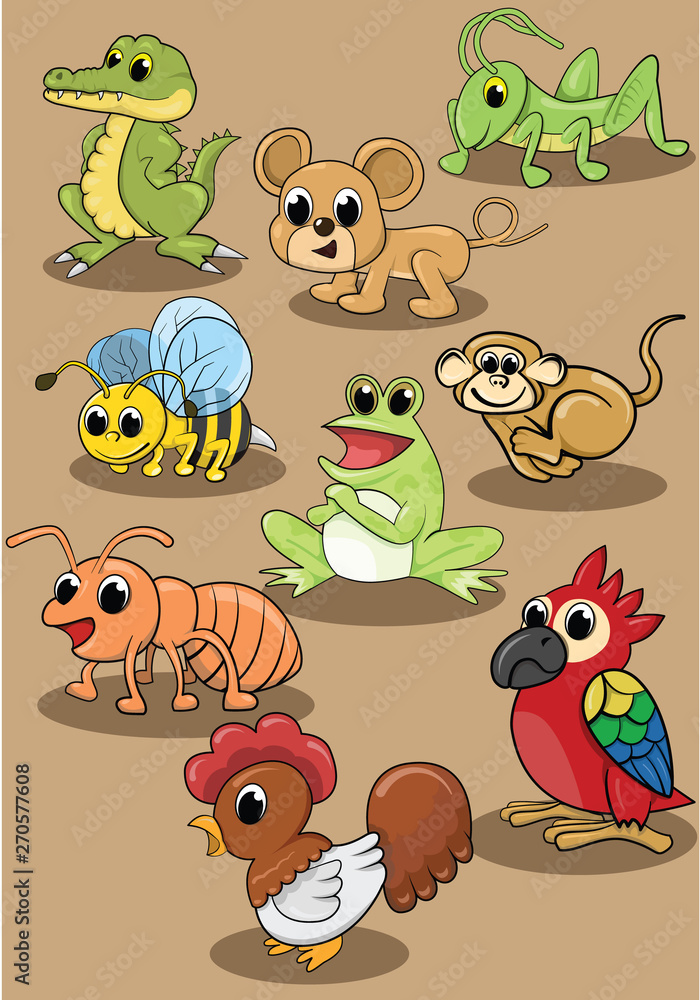 Naklejka premium A vector illustration of cute animal sets 