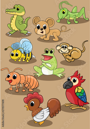 A vector illustration of cute animal sets 