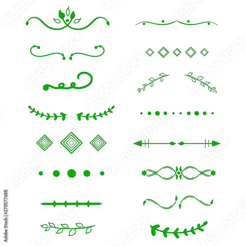 Hand drawn dividers. Calligraphic design element. Antique decorative ornament, page divider, frame. Vector illustration on white background, flat icon. Retro text for wedding invitation, birthday card