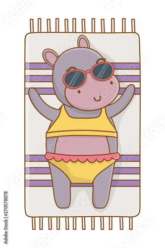 cute animal enjoying summer time cartoon